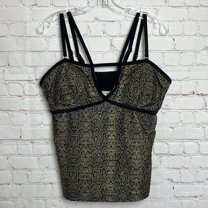 Nicole Miller Studio Snake Print Strappy Tankini Top